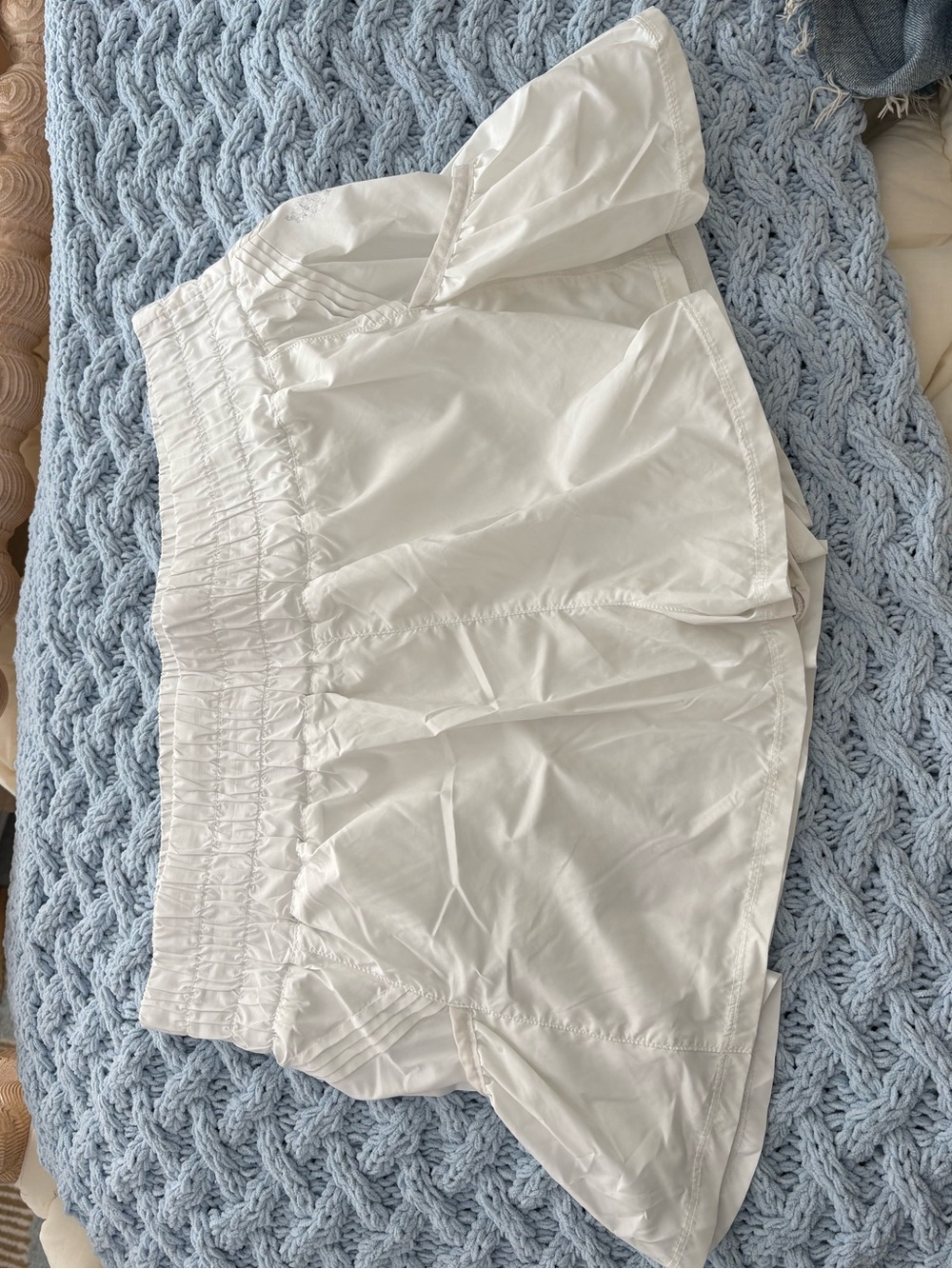 Free People White Elastic-Smocked Athletic Shorts
